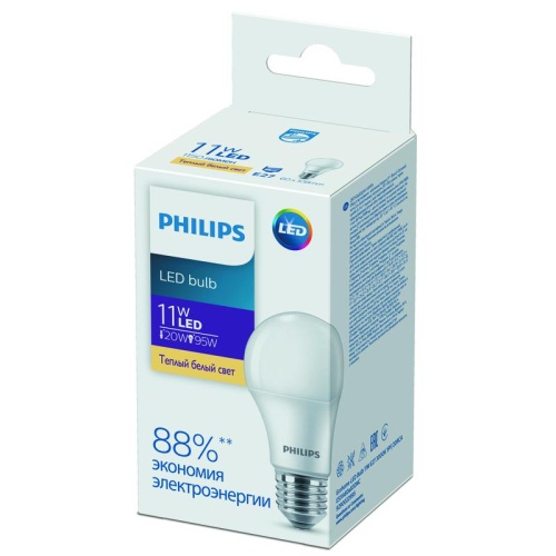 Лампа светодиодная Ecohome LED Bulb 11W E27 3000К 1PF | Код. 929002299567 | Philips